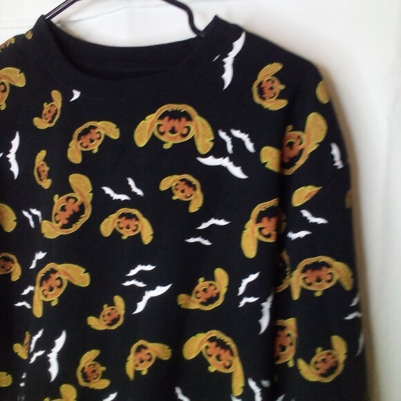 Disney Stitch Sweatshirt Juniors XS Long Sleeve Halloween Pumpkin Black Orange - Picture 4 of 15